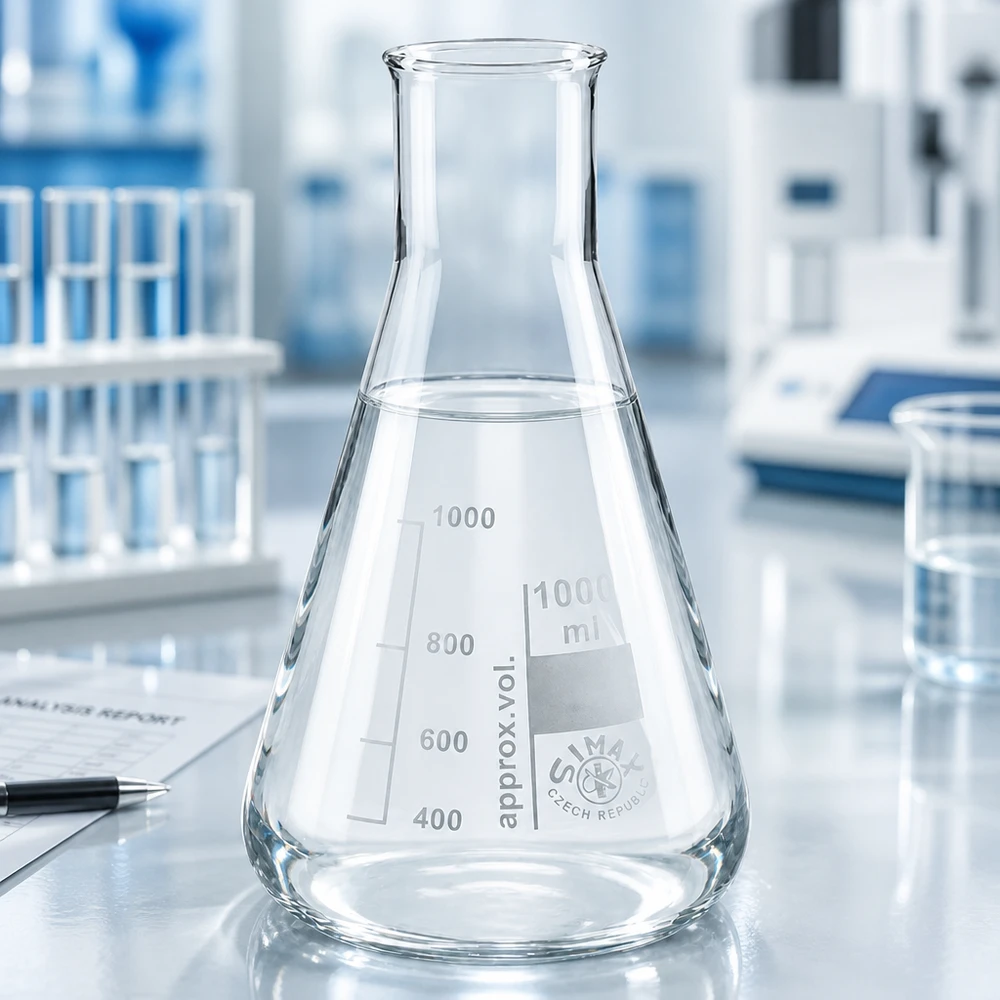 Erlenmeyer 200 ml met wijde hals en vlakke bodem voor veilig staan op laboratoriumbanken