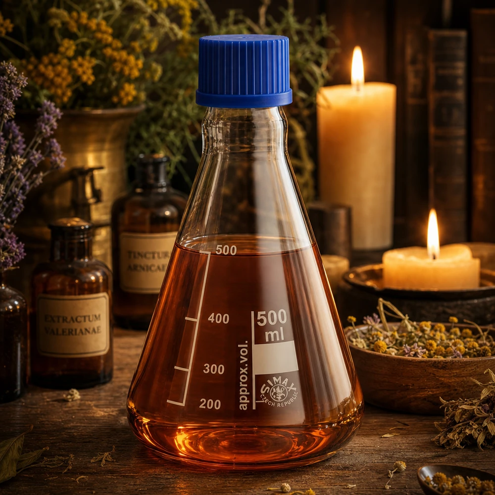 Erlenmeyer 500ml glas met nauwe hals borosilicaat met schroefdraad en sluiting Professionele erlenmeyer 500ml ideaal voor destillatie en synthese