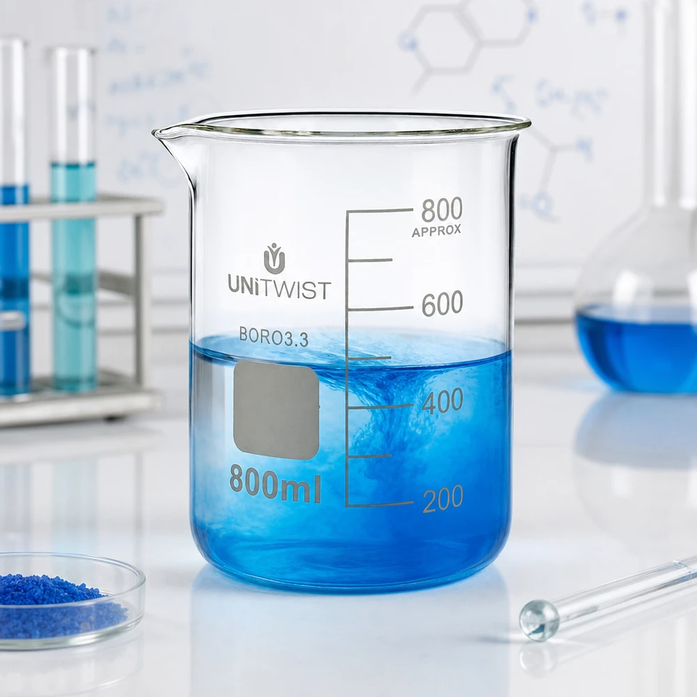 Doorzichtig bekerglas 800 ml UNiTWIST, laag model, van hittebestendig borosilicaatglas 3.3