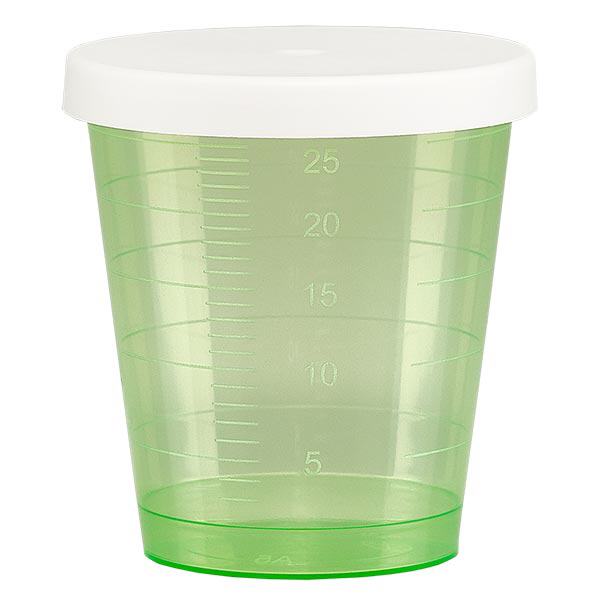 Medicijnbeker 30ml incl. klikdeksel (geneesmiddelenbeker/jeneverbeker) kleur: groen Medicijnbeker 30ml incl. klikdeksel (geneesmiddelenbeker/jeneverbeker) kleur: groen