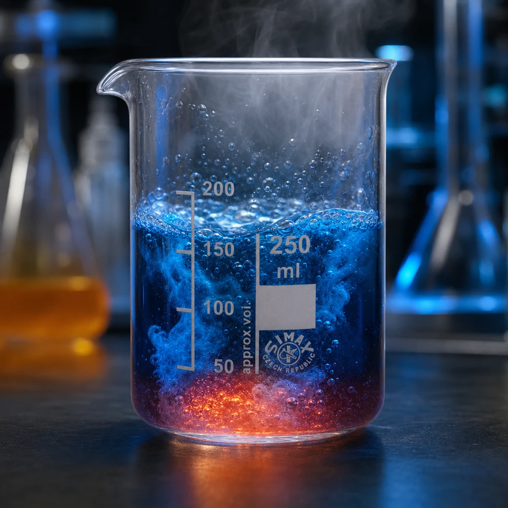 Bekerglas 250 ml van hittebestendig borosilicaatglas (laag model) Hittebestendig borosilicaatglas bekerglas van 250 ml voor experimenten met gekleurde reactieoplossingen