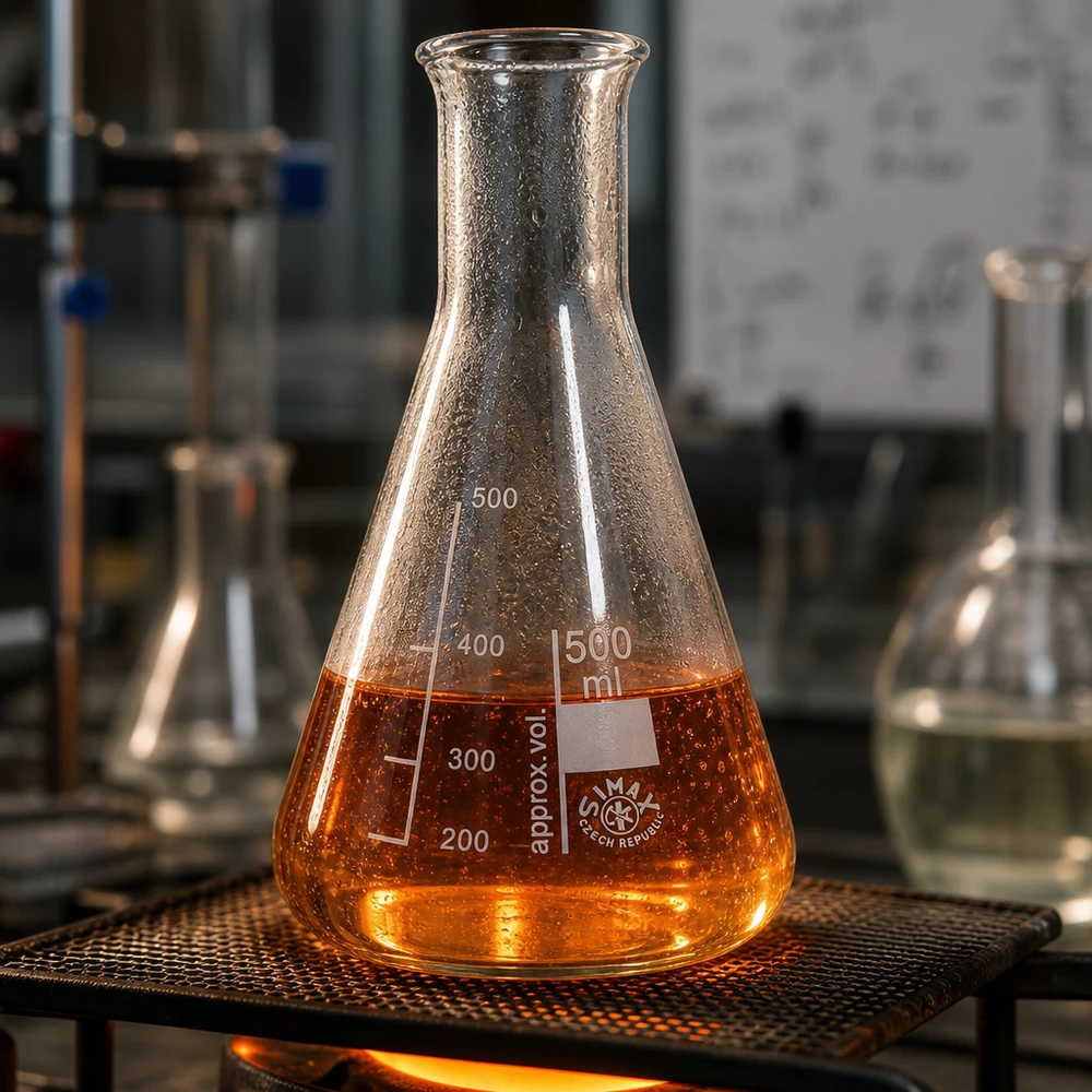 Erlenmeyer 500ml nauwe hals borosilicaat met afgeronde rand Hittebestendige erlenmeyer van 500 ml op kookplaat voor synthese en reacties