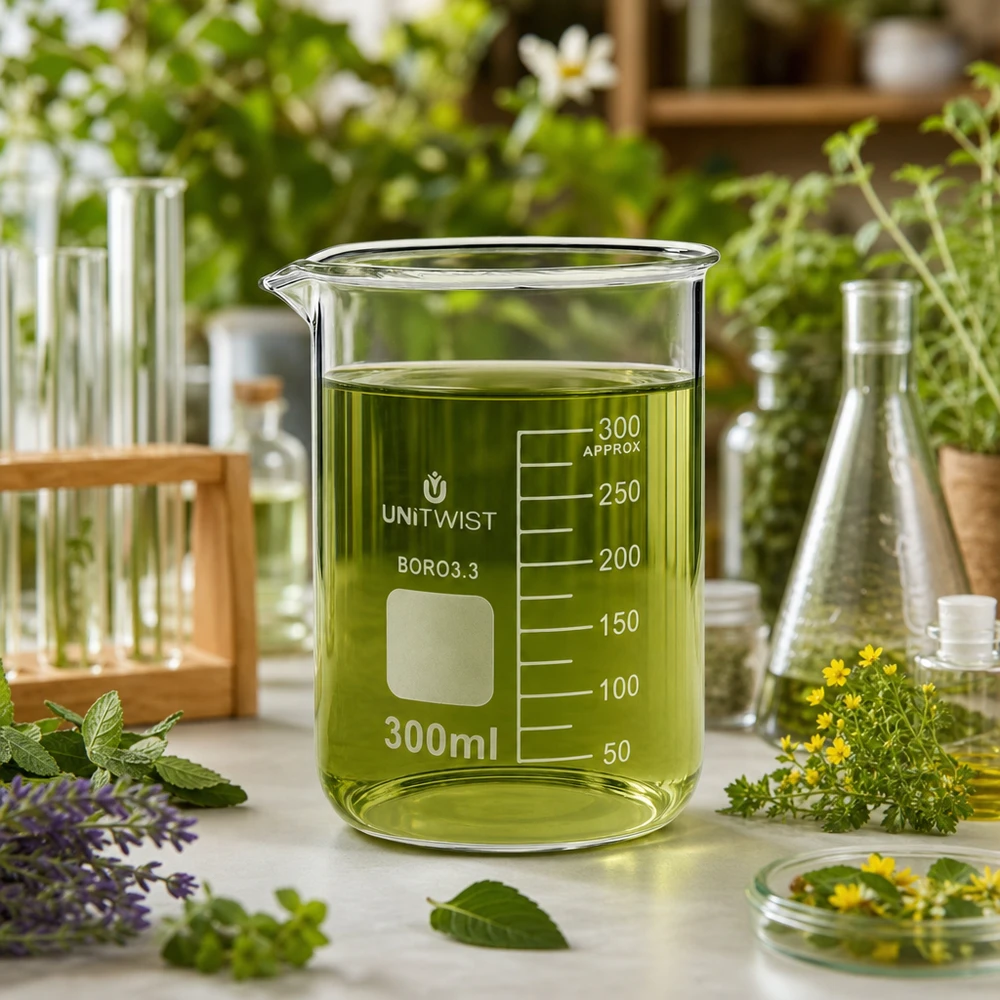 Becherglas van 300 ml, gemaakt van hittebestendig borosilicaatglas 3.3, voor kruidenextractie en natuurlijke cosmetica