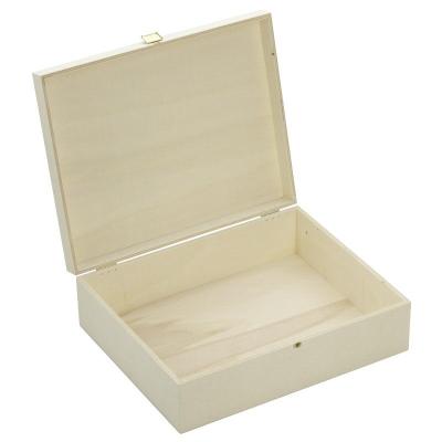 Houten box (kist) met geprofileerde voet 35x20x13cm (populieren triplex)