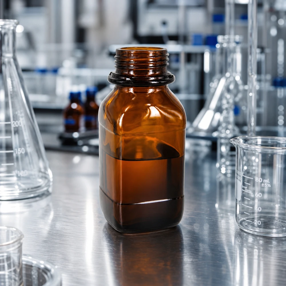 250 ml vierkante fles met wijde hals bruin glas met DIN 45 krans Chemiefles 250ml van UV-beschermend amberglas voor professionele laboratoriumtoepassingen
