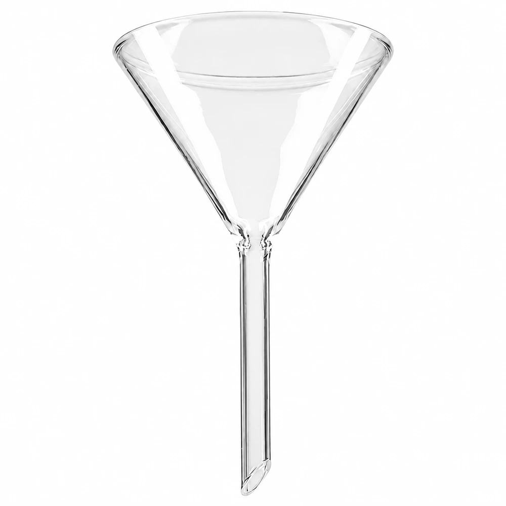 Glazen trechter Ø 75mm - borosilicaat 3.3 - 60° hoek Borosilicaat trechter 75 mm diameter met een hoek van 60 graden voor laboratoriumtoepassingen