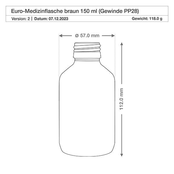 150ml Euro-medicijnfles bruin 150ml Euro-medicijnfles bruin