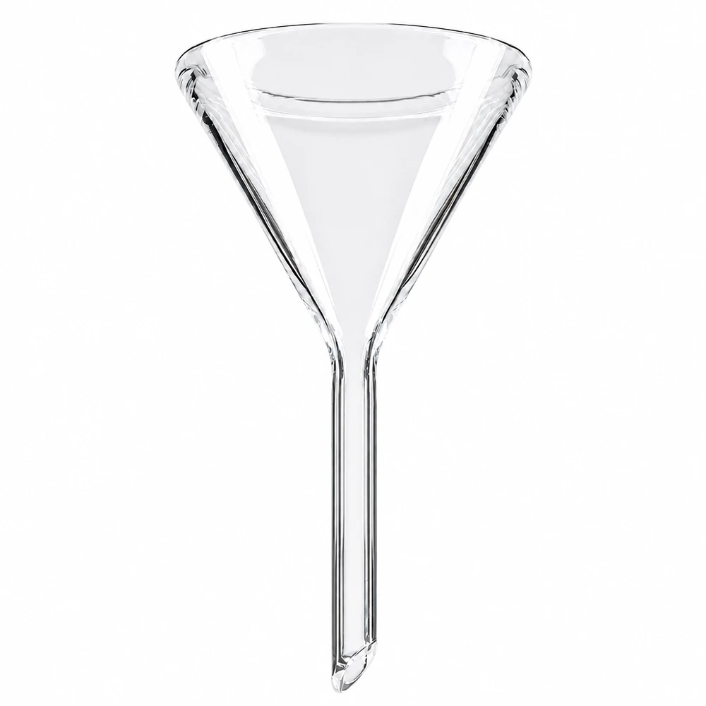 Glazen trechter Ø 40mm - kalk-soda-glas - 60° hoek Glazen trechter 40mm diameter gemaakt van soda lime glas met 60 graden hoek en kort handvat