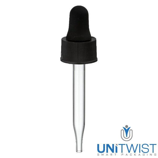 Glazen-druppelpipet zwart 13 mm PL48 Glazen-druppelpipet zwart 13 mm PL48