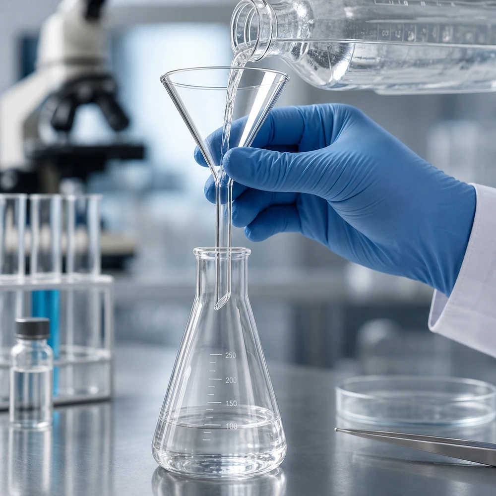 Glazen trechter Ø 55mm - kalk-soda-glas - 60° hoek Professionele laboratoriumtrechter 55 mm met geoptimaliseerde trechtervorm voor gecontroleerd doseren in het laboratorium