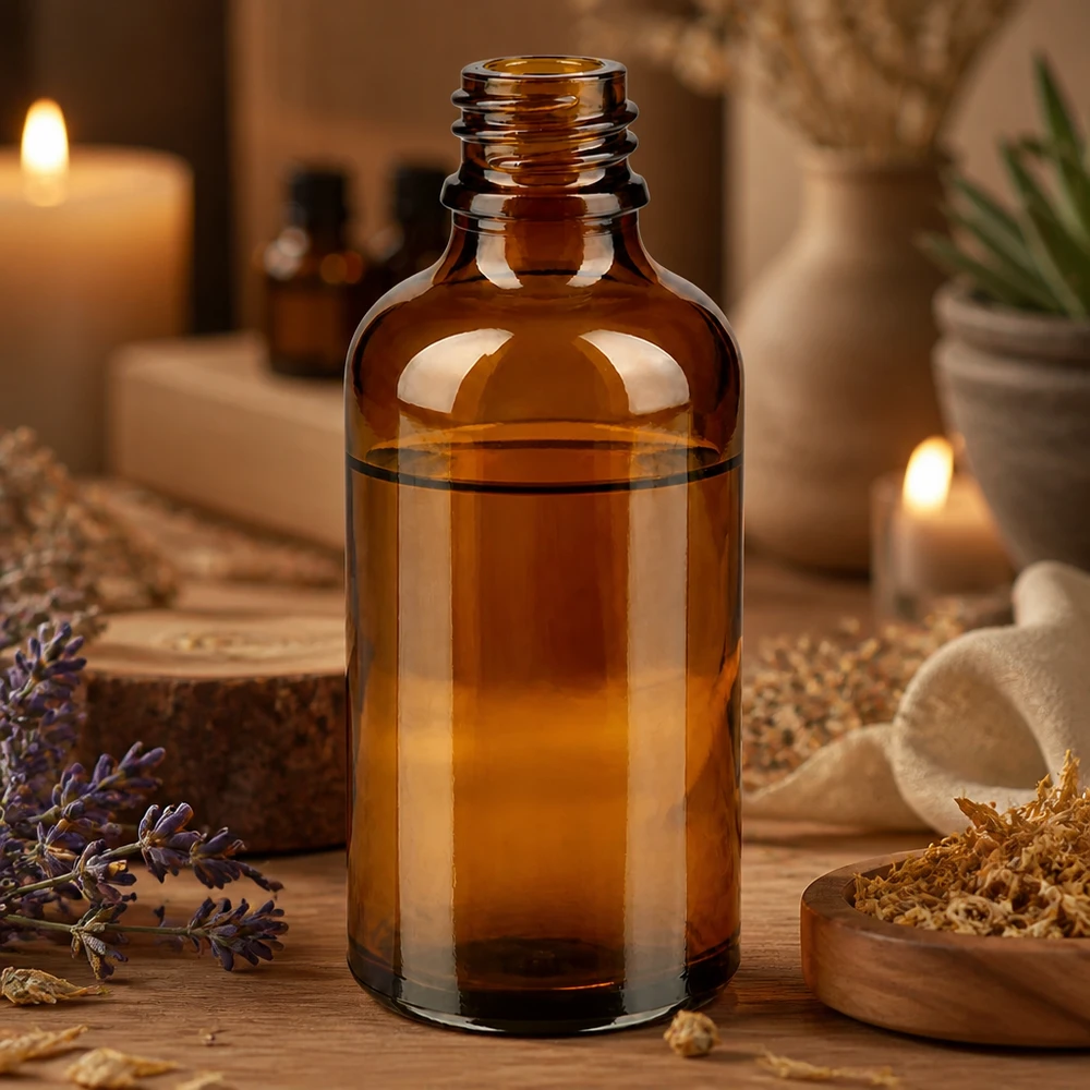 Bruine glazen fles 50ml 50ml bruin ApoGlas apothekersflesje met essentiële oliën aromatherapie sfeerkaarsen lavendel spa wellness