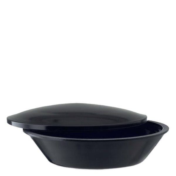 Schaal violetglas, met ingeslepen deksel Schaal violetglas, met ingeslepen deksel