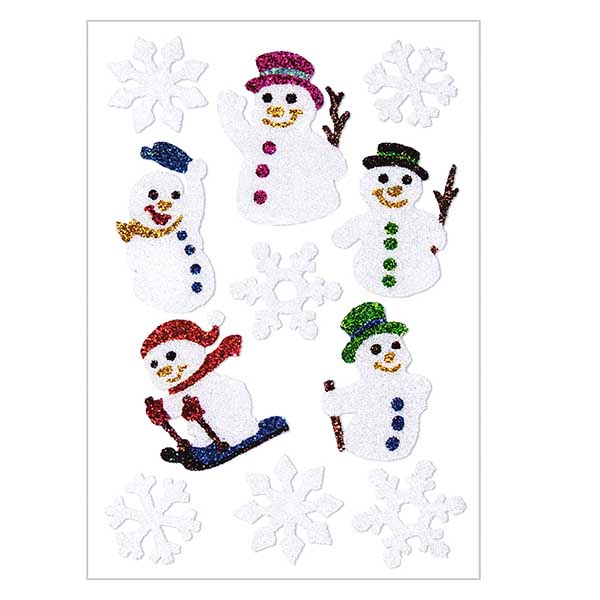 Stickers "Sneeuwpoppen" (11 stickers met glitter)