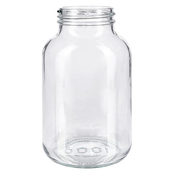 Fles met wijde hals 1000 ml helder glas met DIN 68 opening zonder sluiting Fles met wijde hals 1000 ml helder glas met DIN 68 opening zonder sluiting