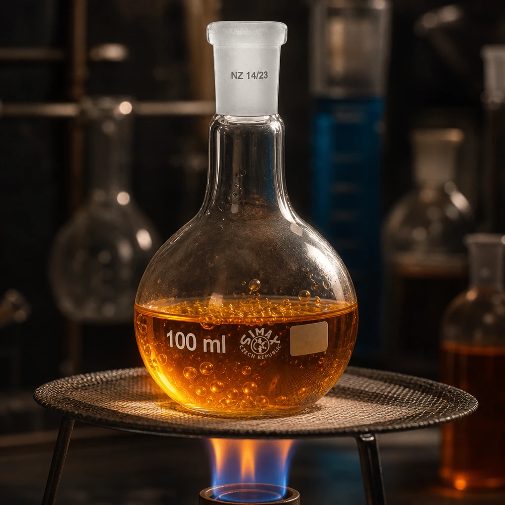 Platbodem kolf 100ml nauwe hals borosilicaat met slijpstuk 14/23 Laboratoriumkolf 100ml transparant met maatverdeling en gestandaardiseerde slijpstukverbinding 14/23