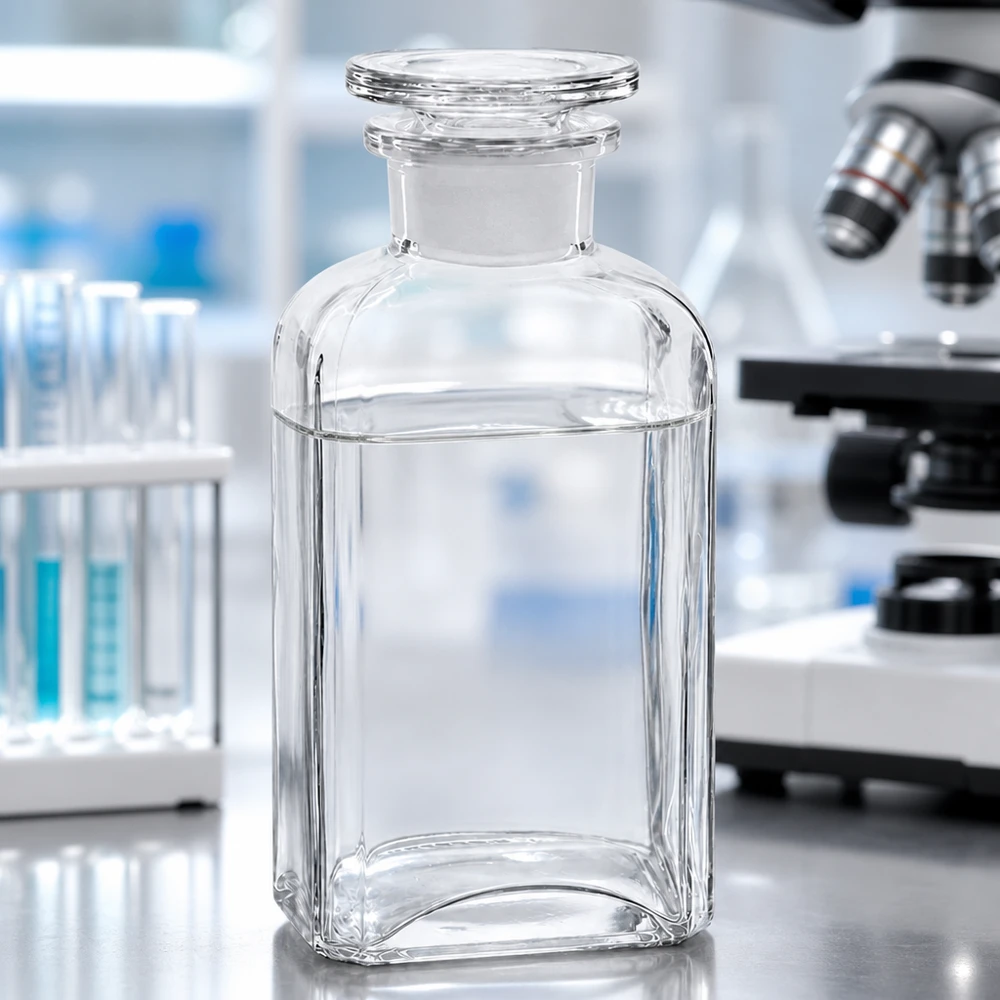 Vierkante fles 250ml heldere wijde hals glazen stop Vierkante fles met maatverdeling, 250 ml, van helder glas, met brede hals en glazen stop – laboratoriumuitrusting