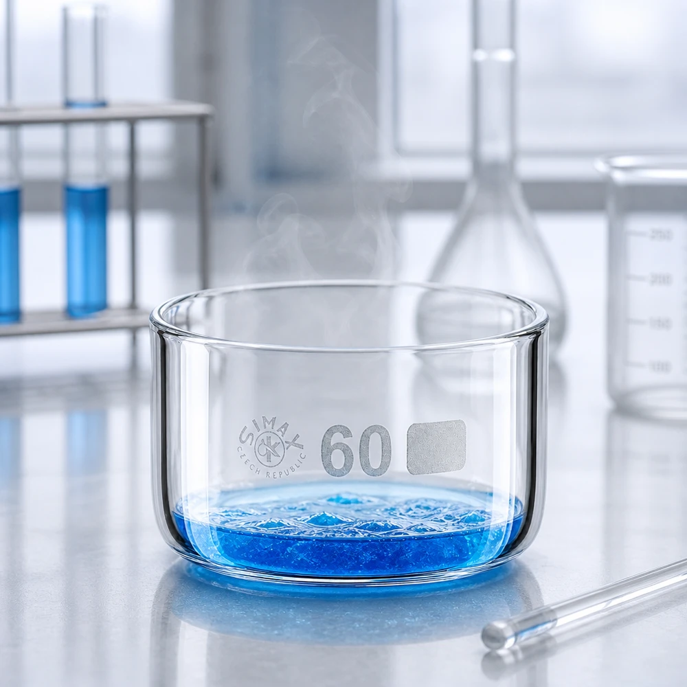 Simax laboratoriumschaal zonder uitgietopening, 60 ml, hittebestendig glas voor inkookproeven