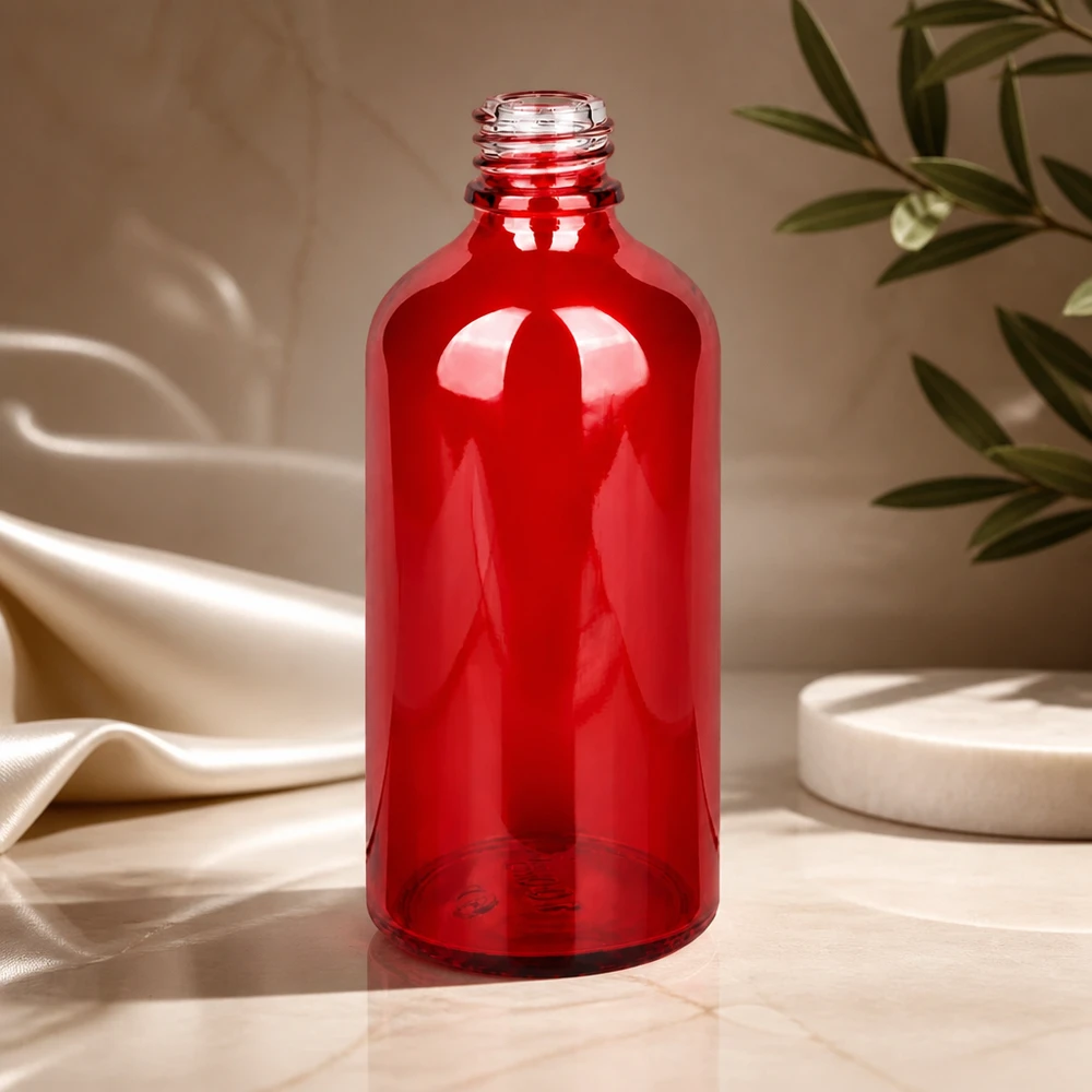 Apothekersfles 100ml RedLine UT18/100 UNiTWIST Stijlvolle rode apothekersfles RedLine 100ml verfraait de look van je badkamer en cosmeticacollectie