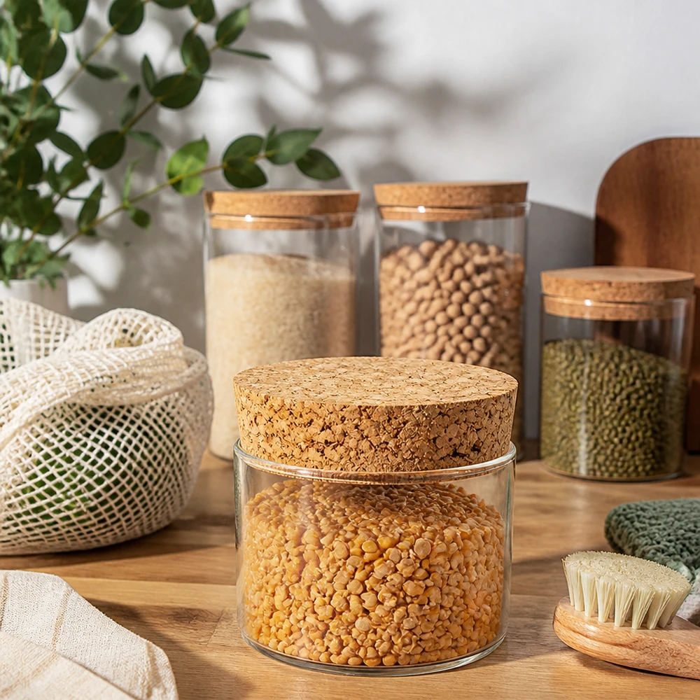 Kurk voor opening 40mm WECK RR40 (ø38/43, H=20mm) Duurzame voorraadpotten met kurkendeksels en WECK kurkstop RR40 in moderne keuken zero waste storage natuurkurk