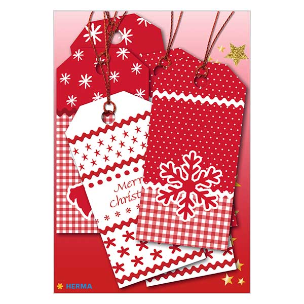 Label "White Christmas" (6 stuks) met glitter Label "White Christmas" (6 stuks) met glitter