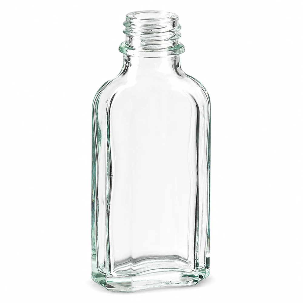 Doorzichtige glazen fles van 50 ml van Meplatform met een smalle DIN22-schroefdop