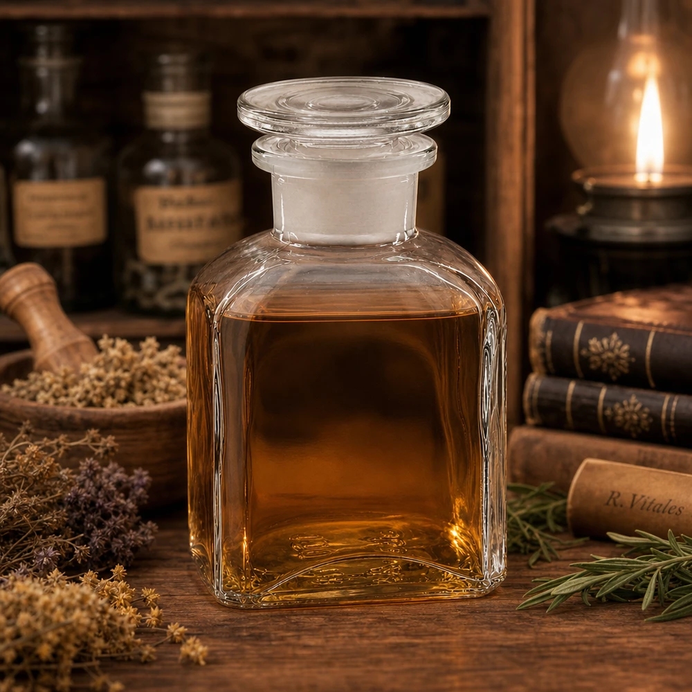 Vierkant-apothekersfles 150 ml wijde hals helder glas incl. glazen stop Apothekersfles 150 ml, vierkant, transparant, met een brede halsstop voor distillaten en plantenextracten
