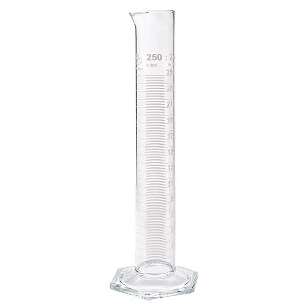 Maatcilinder 250ml wit maatverdeling hoog model ISO 4788