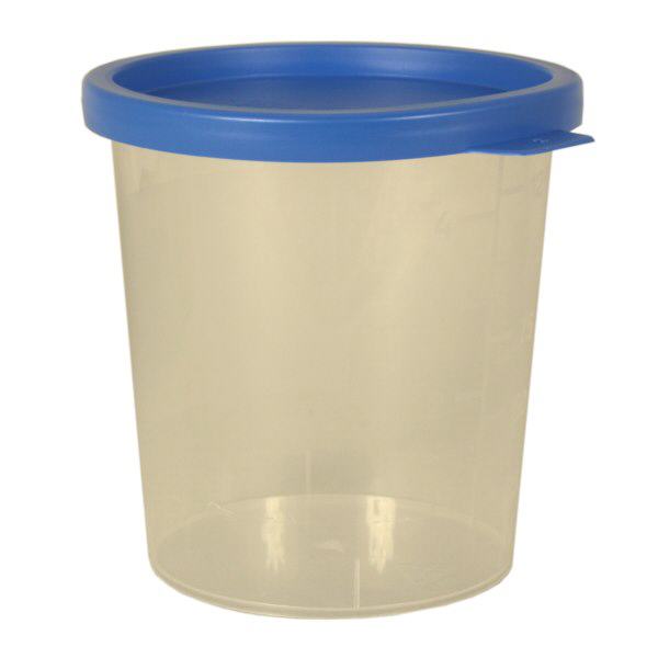 Urinebeker blank 125ml met blauw klikdeksel