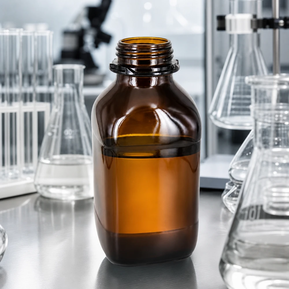 Premium chemicaliënfles van 1000 ml van beschermend bruin glas Professionele 1000ml chemiefles met amberkleurig glas voor optimale UV-bescherming
