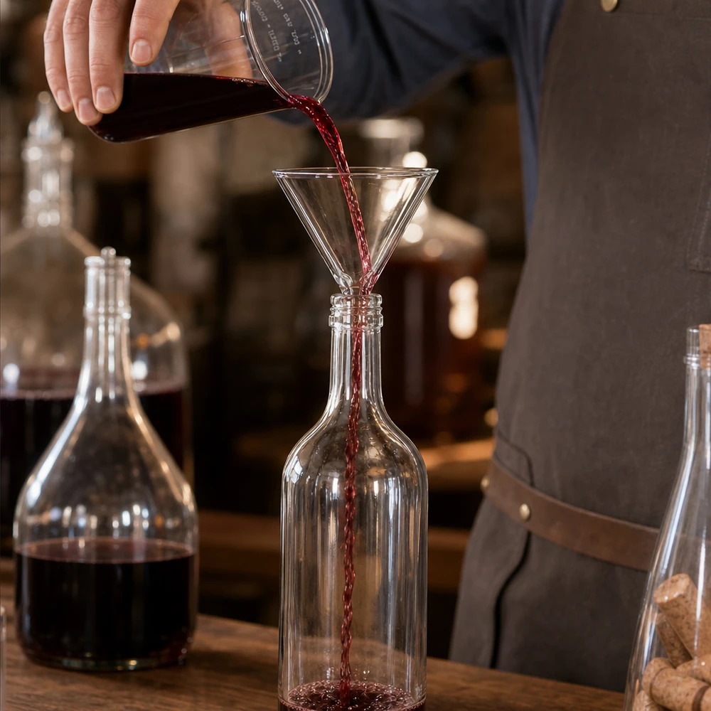 Glazen trechter Ø 75mm - borosilicaat 3.3 - 60° hoek Professionele glazen trechter van 75 mm voor het bottelen en decanteren van wijn in de horeca