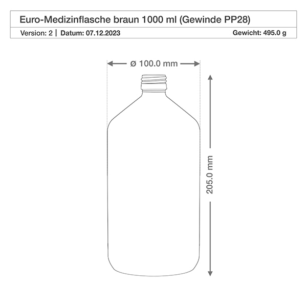 1000ml Euro-medicijnfles bruin