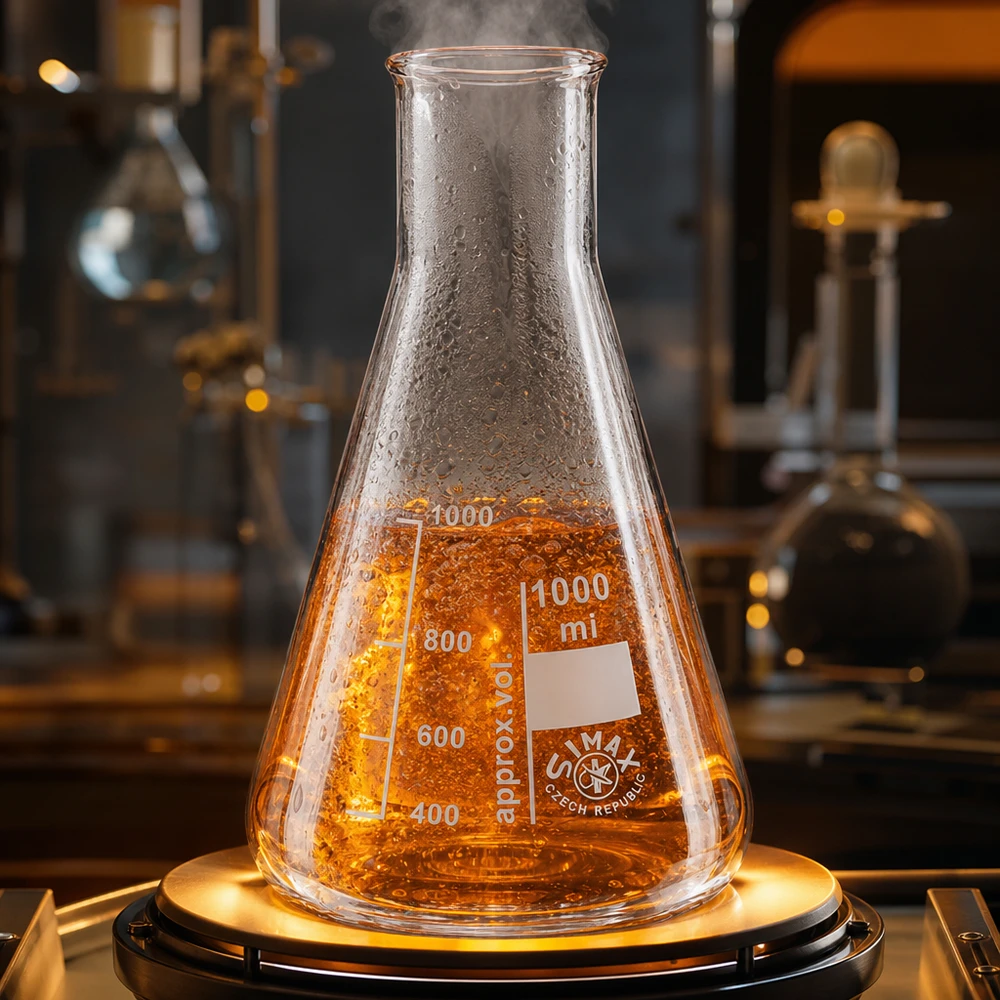 Erlenmeyer 300ml wijde hals borosilicaat met afgeronde rand