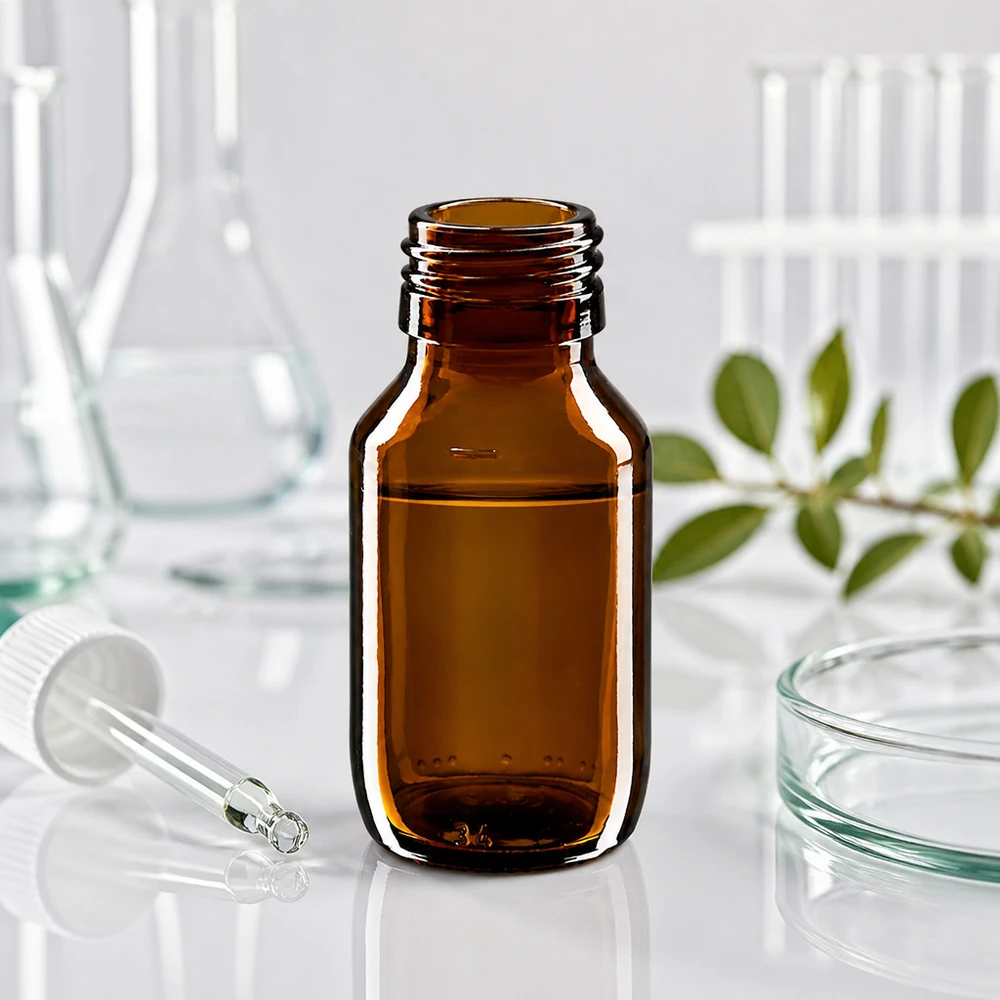 50ml Euro-medicijnfles bruin 50ml Medizinflasche braunglas wiederverwendbar für individuelle Dosierung PP28 Thread