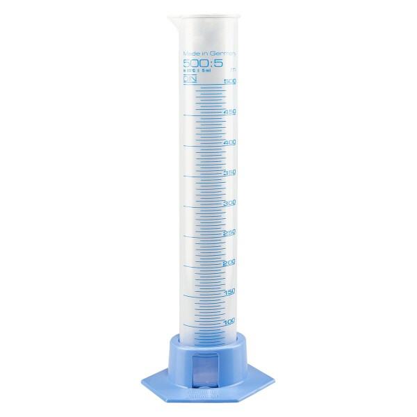 500ml maatcilinder PP, maatverdeling met voet 500ml maatcilinder PP, maatverdeling met voet