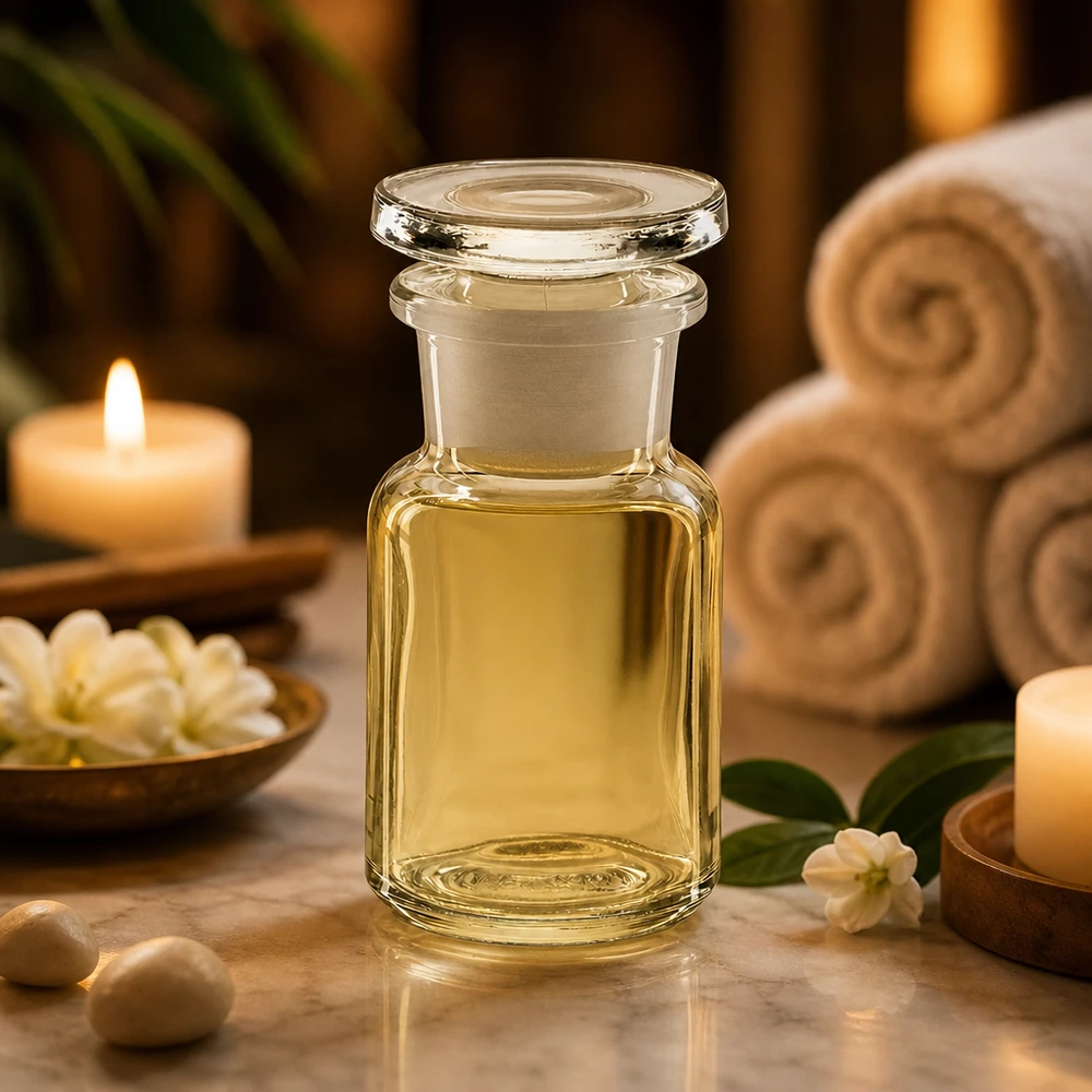 Apothekersfles 50 ml wijde hals helder glas incl. glazen stop Cilindrische glazen fles met brede hals, 50 ml, helder, met ronde stop in een natuurlijke spa-stijl