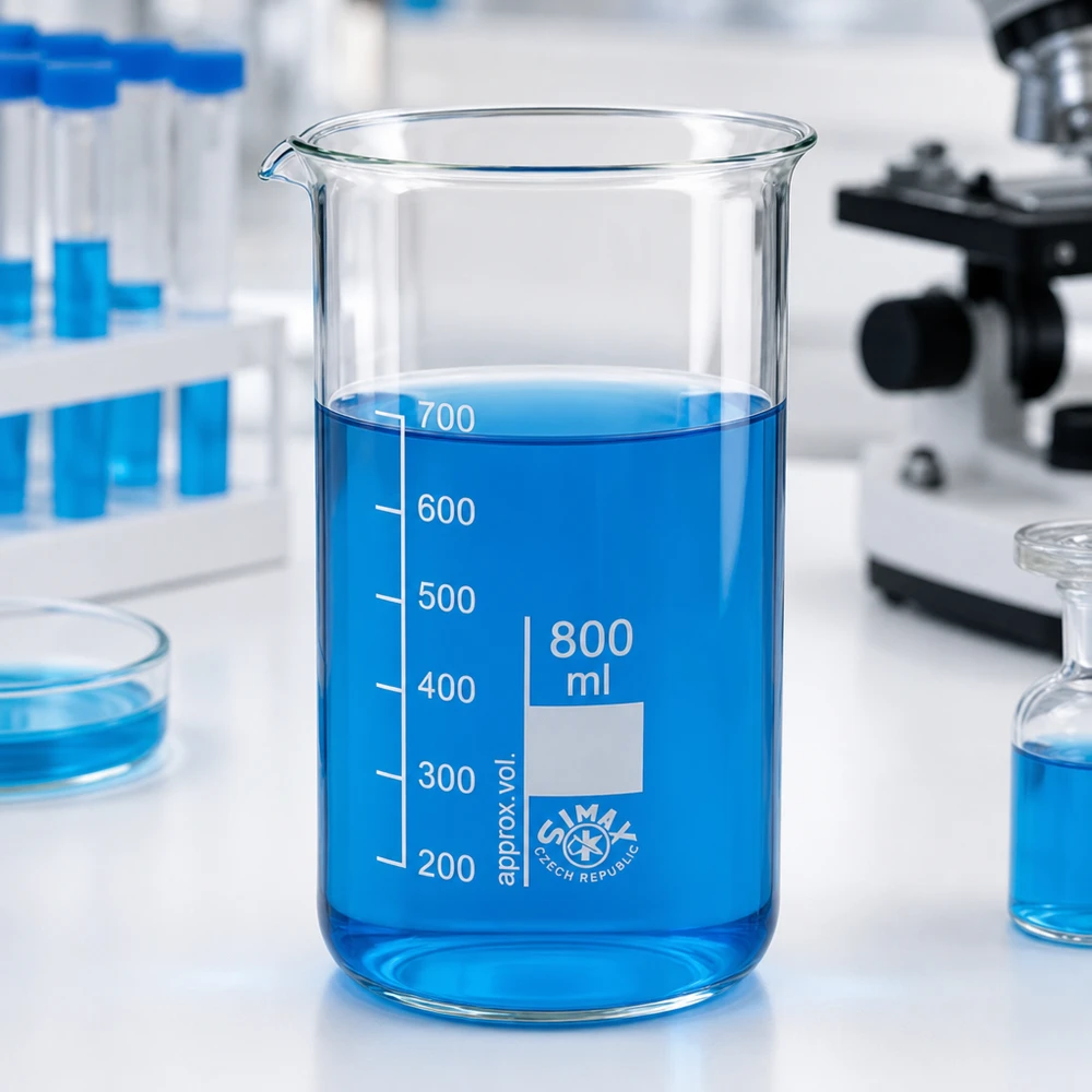 Bekerglas 800 ml van hittebestendig borosilicaatglas (hoog model) Professioneel laboratoriumglas, 800 ml, cilindrische hoge vorm met nauwkeurige volumeschaalverdeling