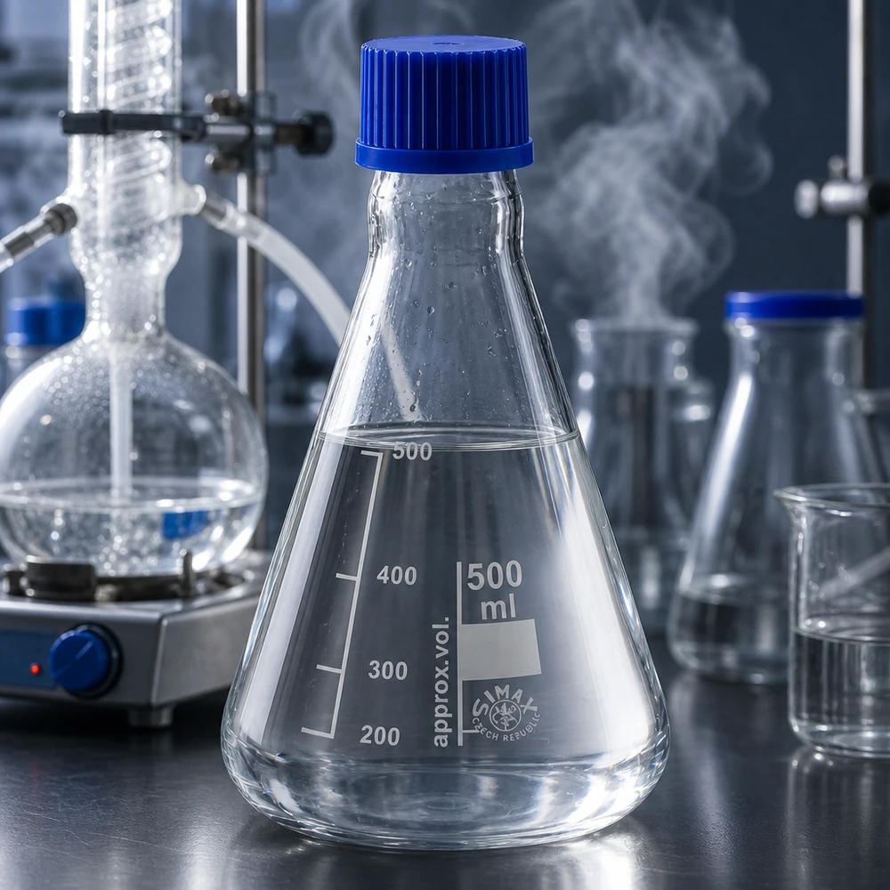 Erlenmeyer 500ml glas met nauwe hals borosilicaat met schroefdraad en sluiting Erlenmeyer 500ml met wijde hals en schroefdraad voor universeel laboratoriumwerk