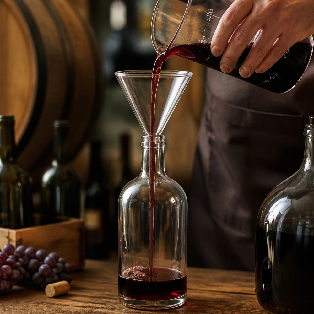 Glazen trechter Ø 70mm - kalk-soda-glas - 60° hoek Trechter van soda lime glas 70 mm opening met optimale trechtervorm voor schoon vullen van vloeistoffen