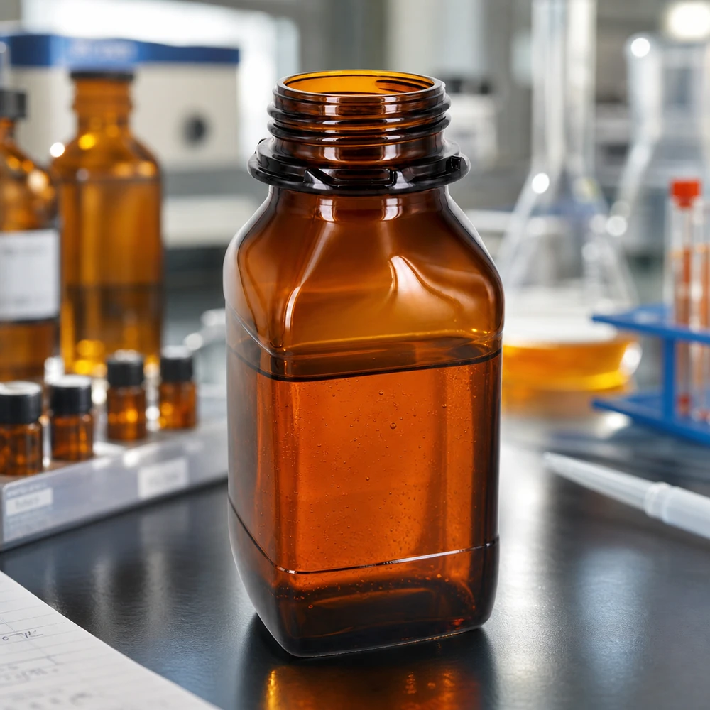Voorraadfles van 500 ml van bruin glas – uw betrouwbare bescherming voor waardevolle stoffen Chemiefles van 500 ml met schaalverdeling van lichtdicht amberglas voor nauwkeurige dosering