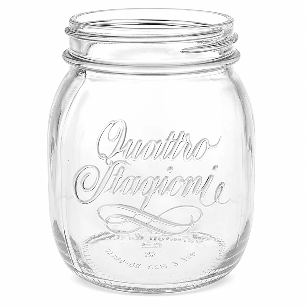 700ml huishoudglas "Quattro Stagioni" 700ml Quattro Stagioni huishoudpot met schroefdraad, transparante inmaakpot voor inmaken en bewaren