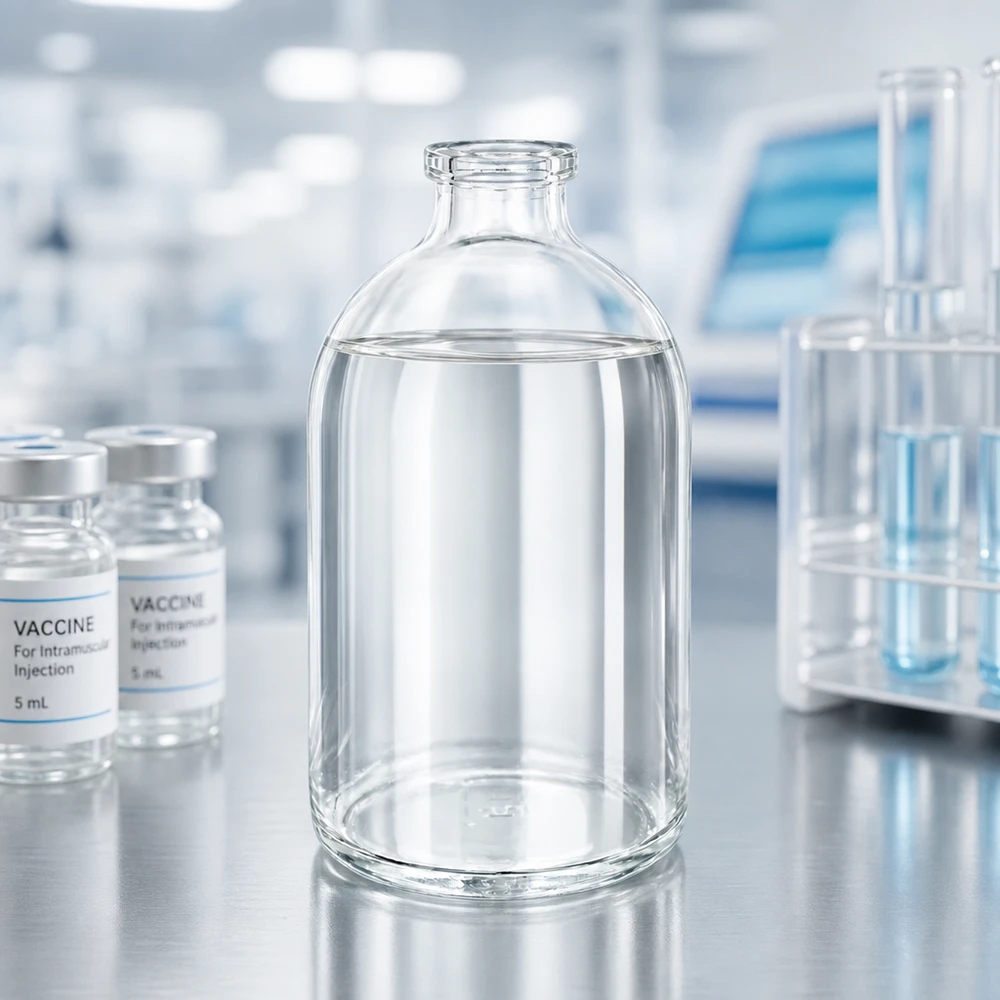 Injectiefles helder glas 100ml Laborgerechte Glasflasche 100ml für Injektionslösungen mit hoher chemischer Beständigkeit