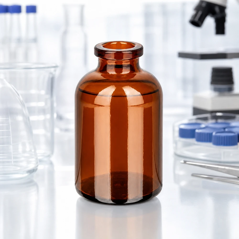 Injectiefles bruin glas 30ml Hochwertige Injektionsflasche 30ml aus braunem Glas mit glattem Zylinderkörper und Rollrand