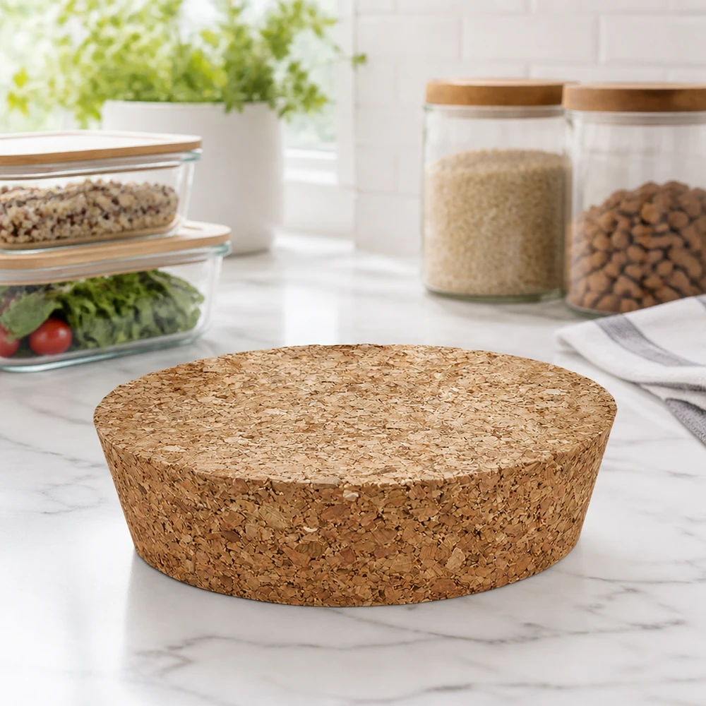 WECK RR80 kurk op marmeren blad in moderne keuken met voorraadpotten rijst noten natuurlijke keukenorganisatie