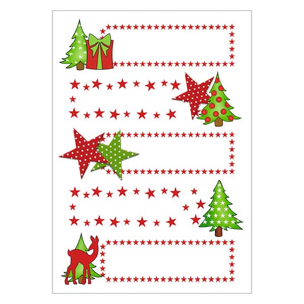 Stickers "Sterren & dennenboom" (10 stickers met glitter) Stickers "Sterren & dennenboom" (10 stickers met glitter)