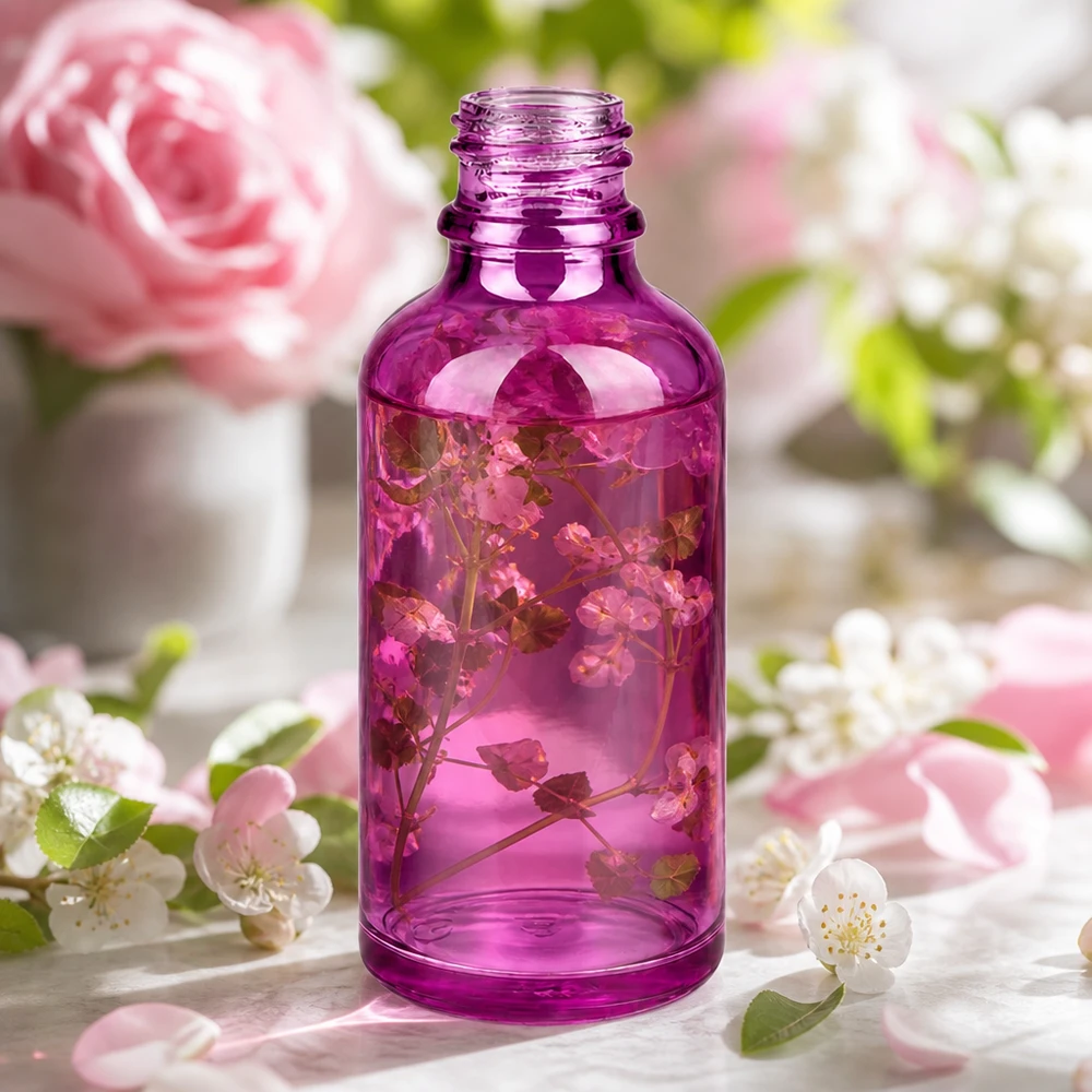 50ml apothekersfles PurpleLine UT18/50 UNiTWIST Elegante PurpleLine UT18/50 glazen fles 50ml in violet voor hoogwaardige schoonheidsproducten