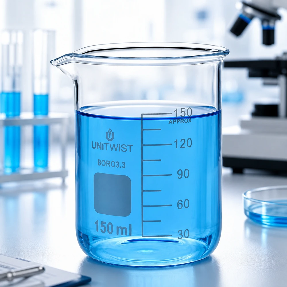 UNiTwist laboratoriumbeker 150 ml, borosilicaat 3.3, met beschriftingsveld en schaalverdeling APPROX