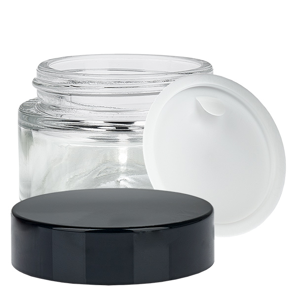 Glazen pot 30ml helder met inlay deksel UNiTWIST