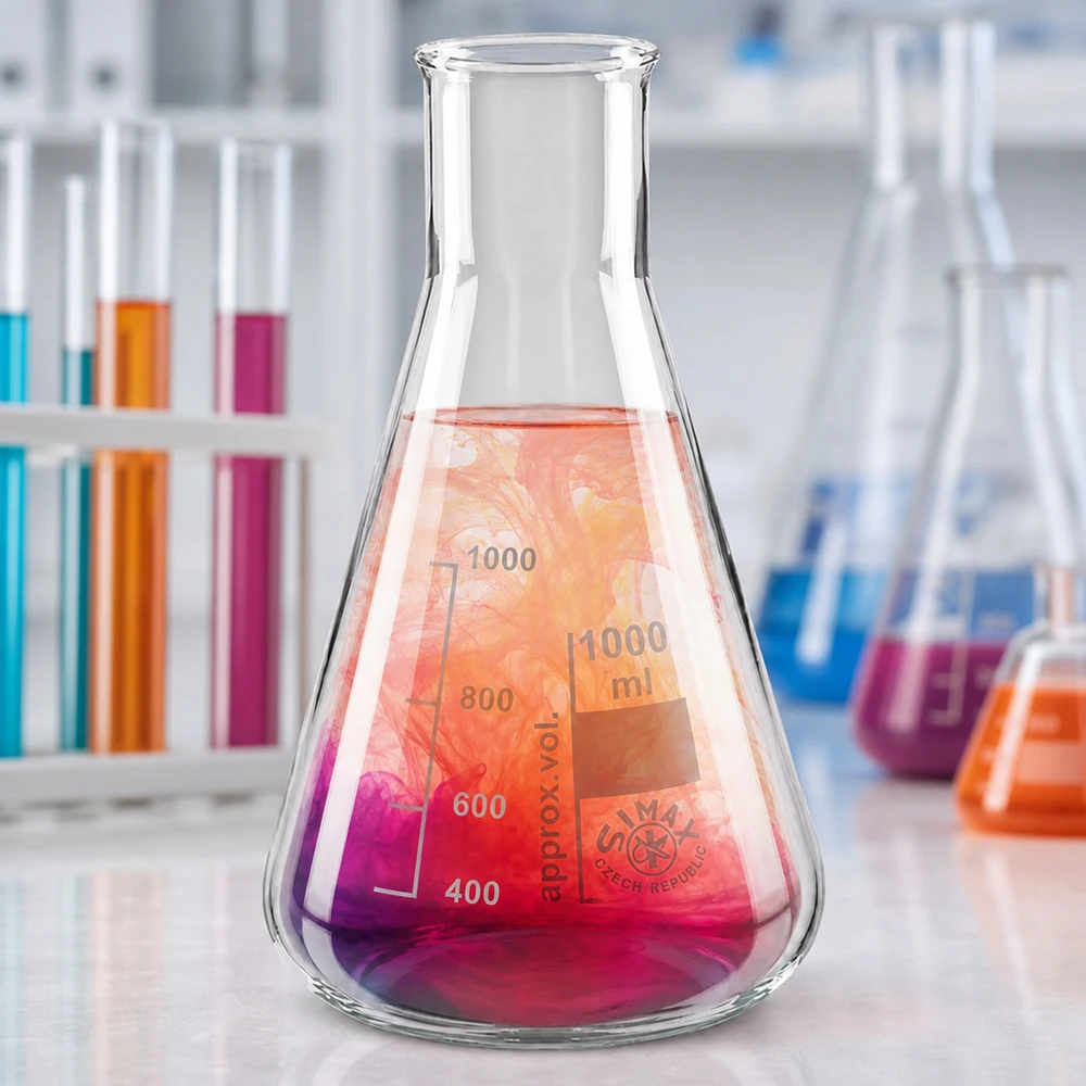 Erlenmeyer 100ml wijde hals borosilicaat met afgeronde rand Laboratoriumkolf 100ml met wijde hals in conische vorm voor een stabiele stand en veilig werken