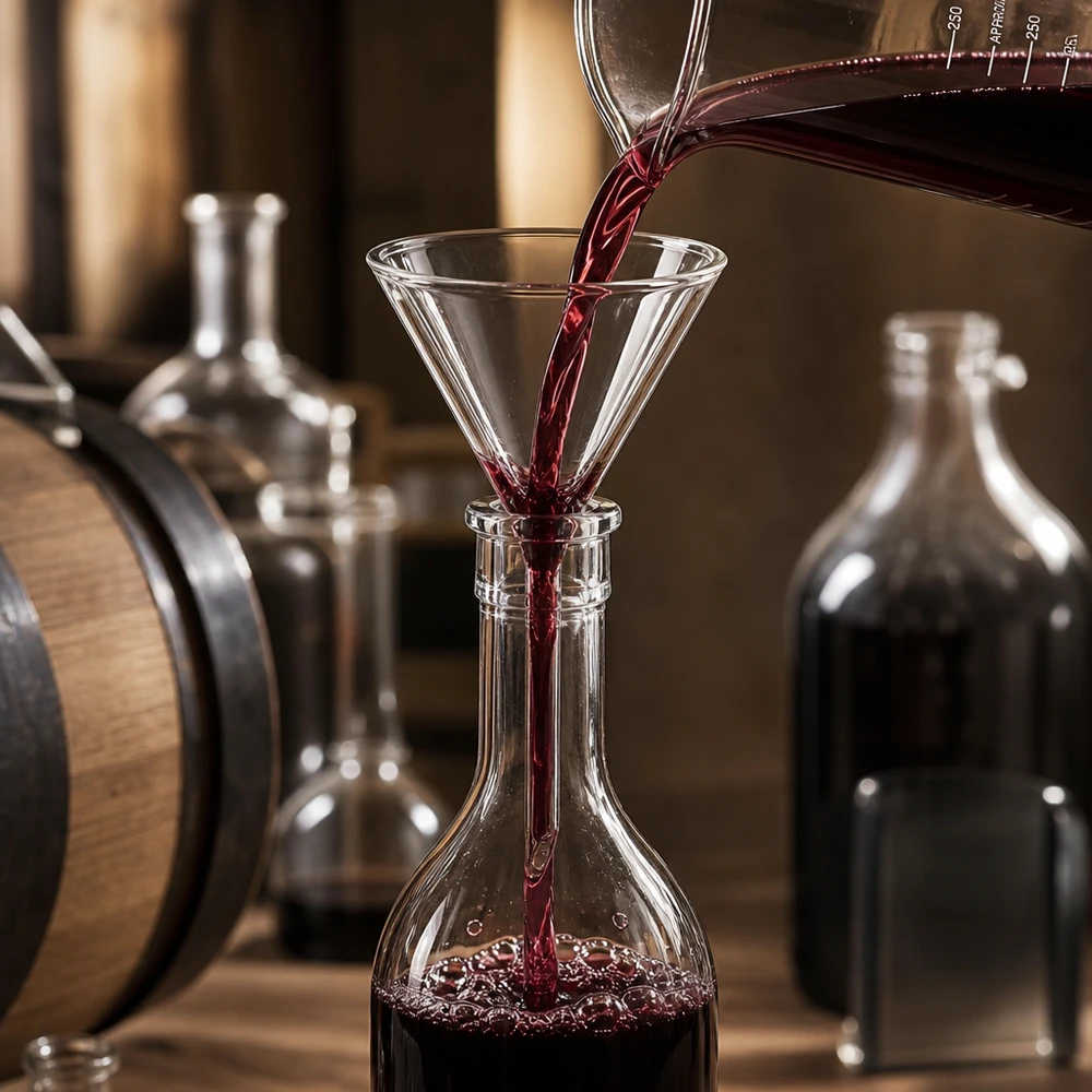 Glazen trechter Ø 35mm - kalk-soda-glas - 60° hoek Transparante laboratoriumtrechter 35 mm met een hoek van 60 graden gemaakt van robuust natronkalkglas voor wijnproductie