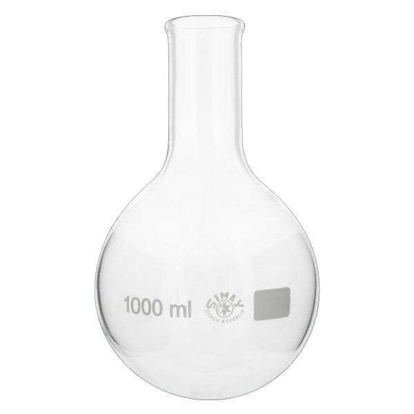 Platbodem kolf 1000ml nauwe hals borosilicaat met afgeronde rand